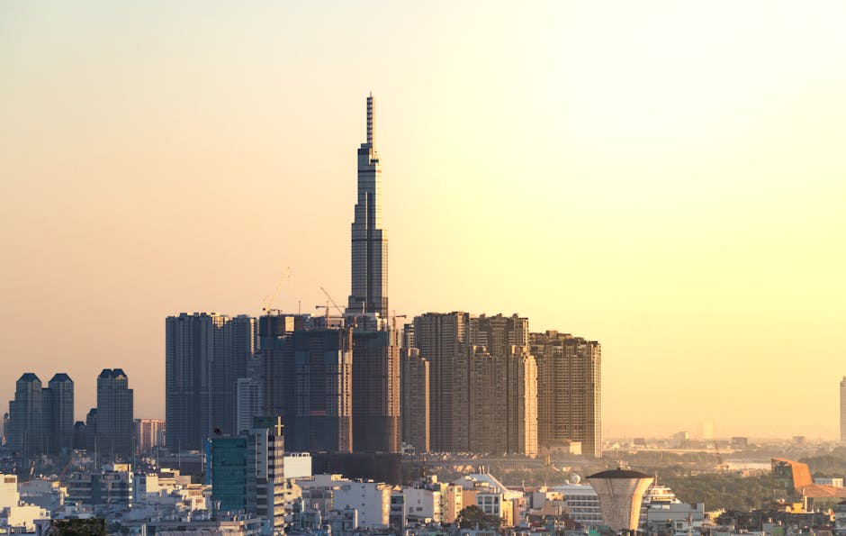Ho Chi Minh City modern skyline at sunset