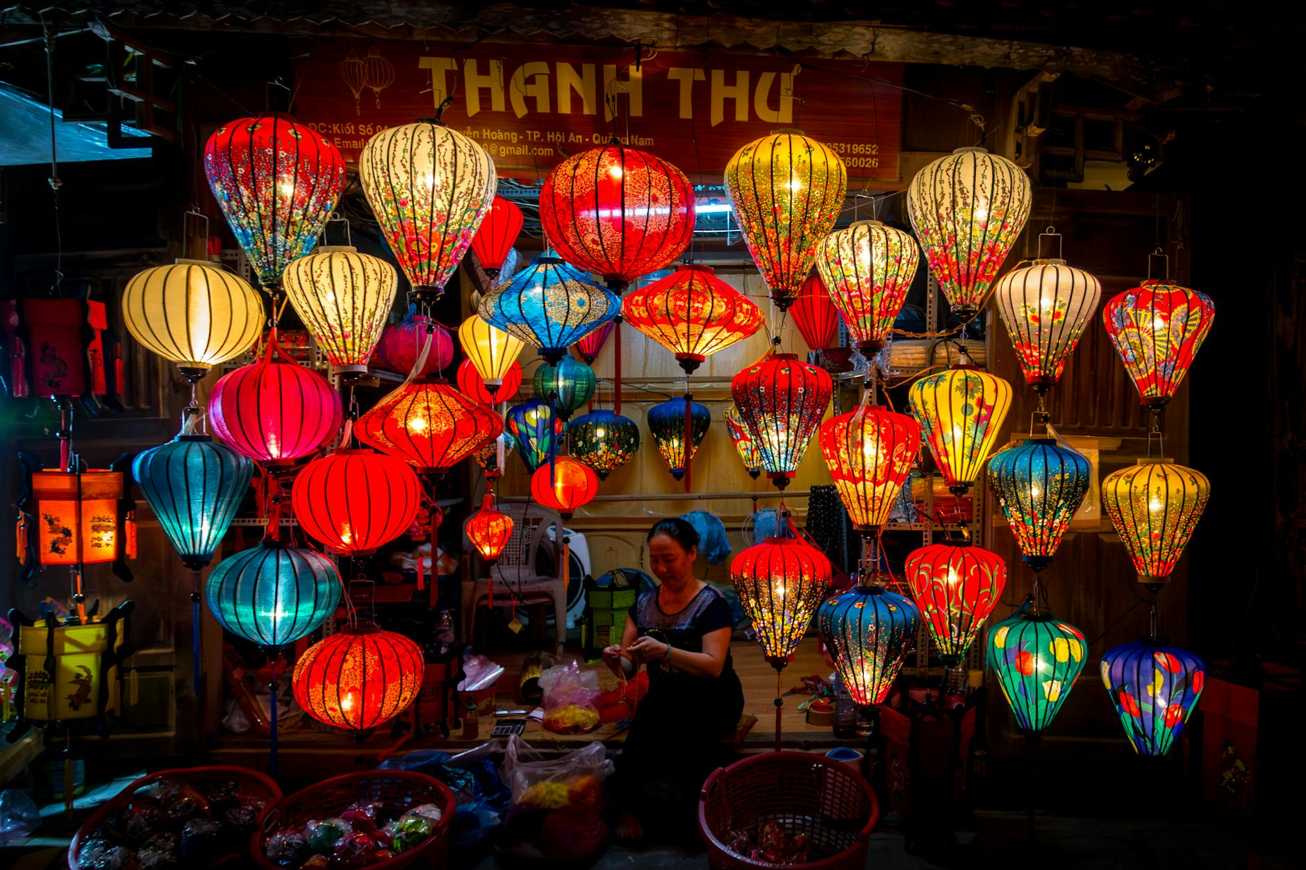 Hanoi Night Food Markets: 6 Best Late-Eat Spots (2026) 3 Vibrant silk lanterns hanging in a Hanoi night market
