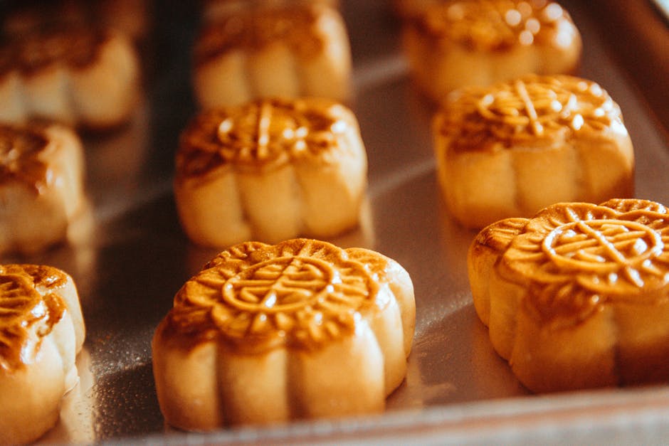 Traditional mooncakes freshly baked